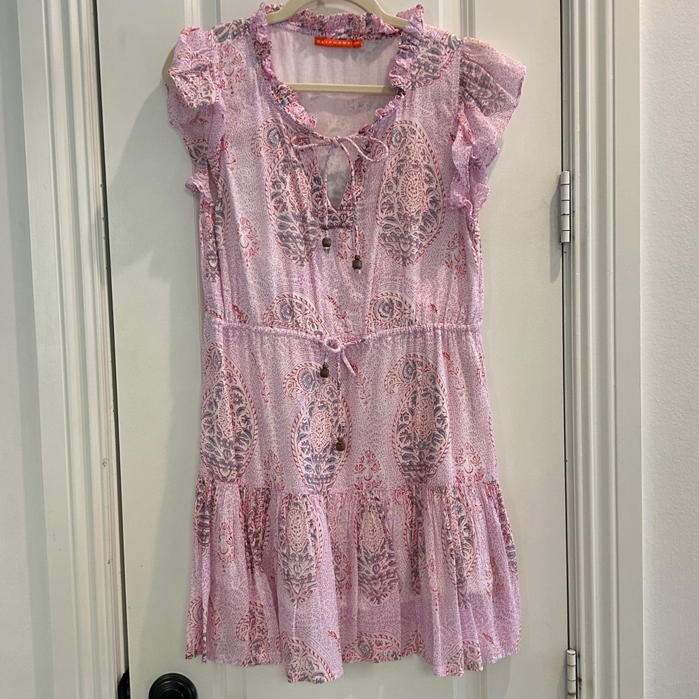 Oliphant Pink and Blue Ruffled Top